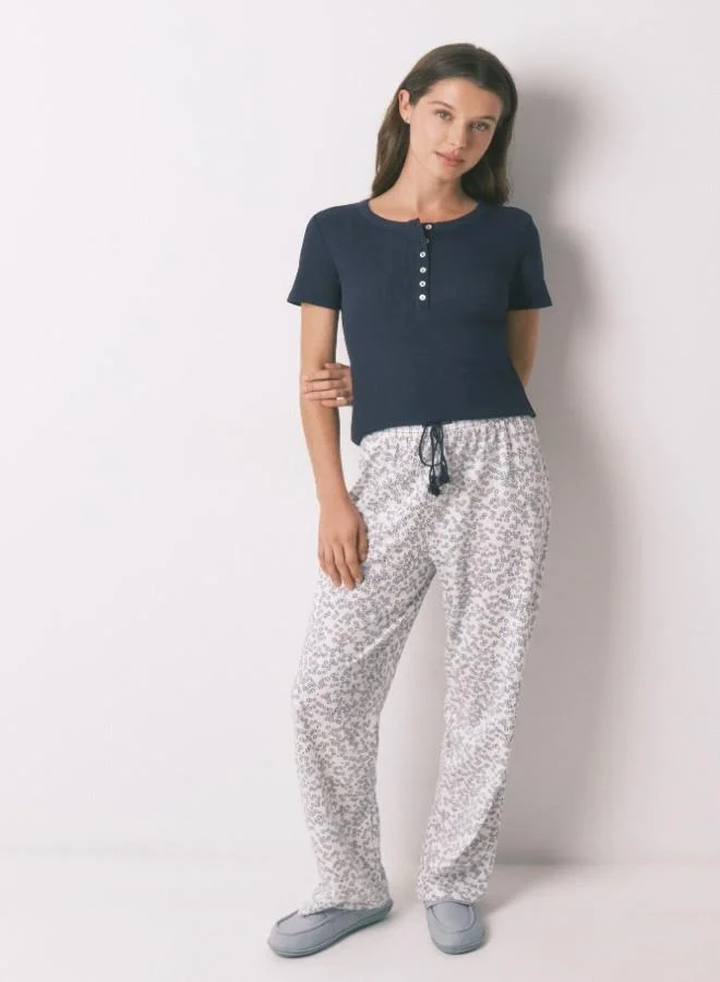 women'secret Floral print cotton long trousers